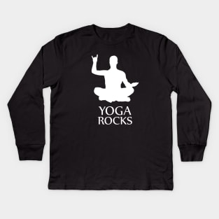 Yoga Rocks Awesome Funny And Rocking Yoga Asana T-Shirt Kids Long Sleeve T-Shirt